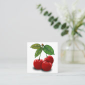 retro cherry square visitekaartje (Staand voorkant)