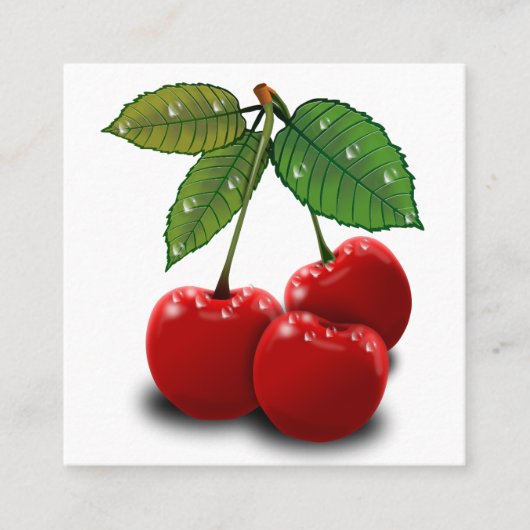 retro cherry square visitekaartje (Voorkant)
