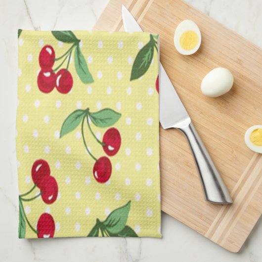 Retro Cherry Theehanddoek Set (3) Theedoek (Quarter Fold)