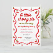 Retro Cherry Valentijn Baby shower Uitnodiging (Staand voorkant)