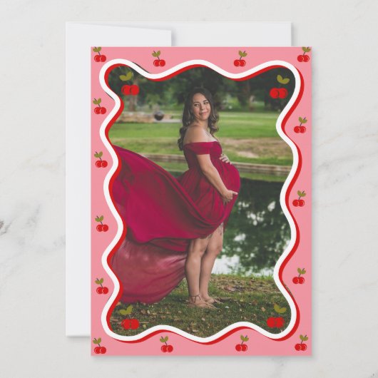 Retro Cherry Valentijn Baby shower Uitnodiging (Achterkant)