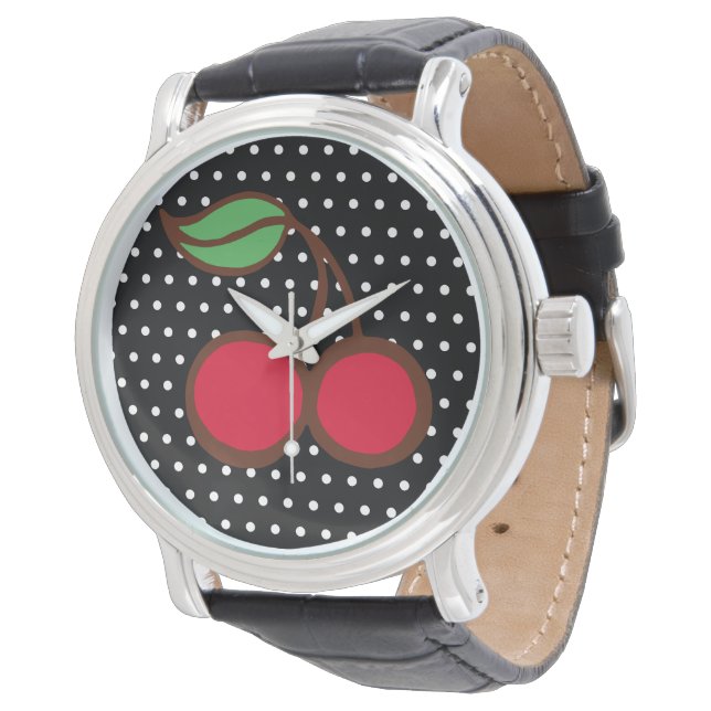 Retro Cherry Watch Horloge (Gekanteld)