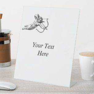 Retro Cherub Cupido Retouradreslabels Reclamebord Met Voetstuk