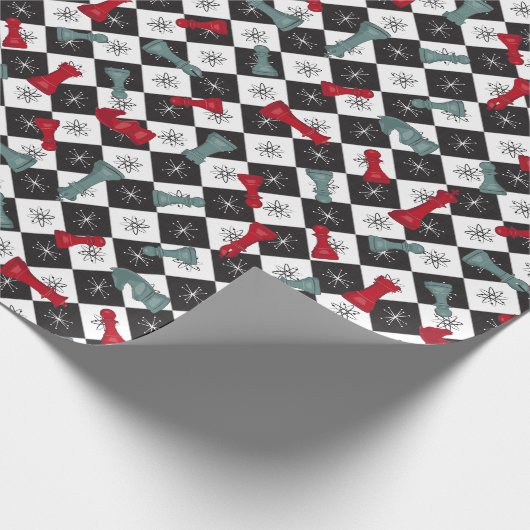 Retro Chess Board Cadeaupapier (Hoek)