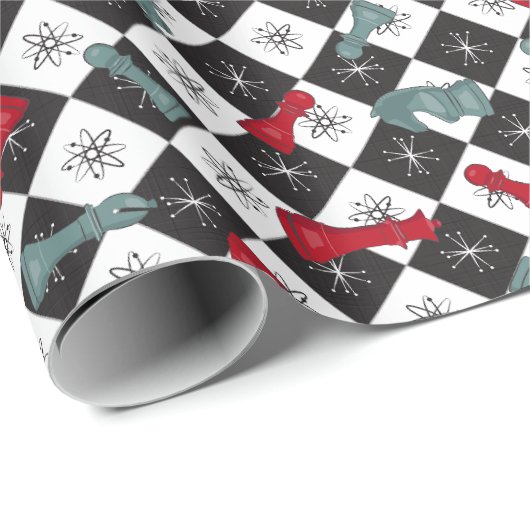 Retro Chess Board Cadeaupapier (Rol Hoek)