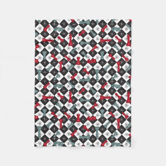 Retro Chess Board Fleece Deken (Voorkant)