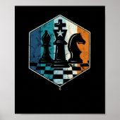 Retro Chess Piece Chess Master Club Poster (Voorkant)