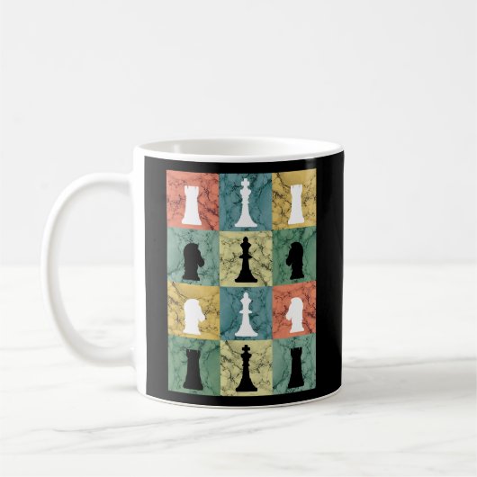 Retro Chess Piecks Chess Player Board Koffiemok (Links)