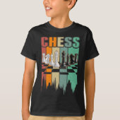 Retro Chess Piecks Chessboard  Board game T-shirt (Voorkant)