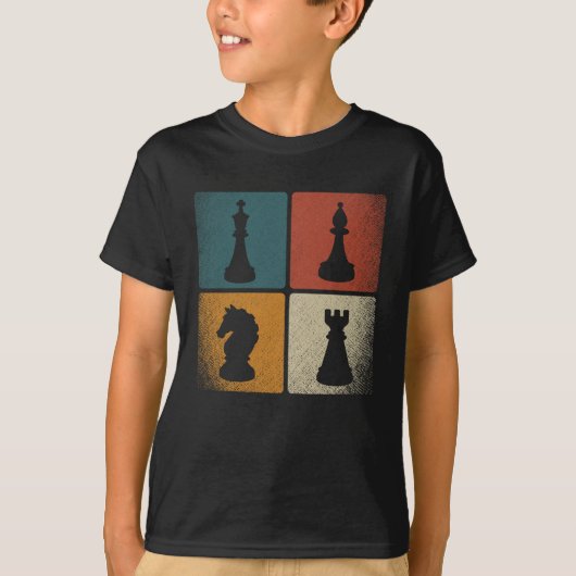 Retro Chess Piecks Creër Chess Lover T-shirt (Voorkant)