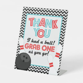 Retro Chevron Bowling Feest Favorieten Bord Reclamebord Met Voetstuk