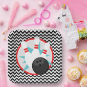 Retro Chevron Bowling Papier Borden Papieren Bordje (Feest)