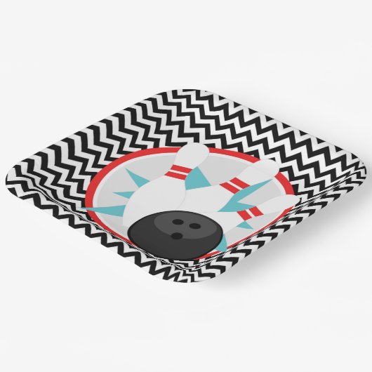 Retro Chevron Bowling Papier Borden Papieren Bordje (Gebogen)