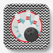 Retro Chevron Bowling Papier Borden Papieren Bordje (Voorkant)