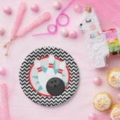 Retro Chevron Bowling Papier Party Borden Papieren Bordje (Feest)