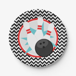 Retro Chevron Bowling Papier Party Borden Papieren Bordje