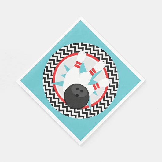 Retro Chevron Bowling Party Papieren servetten (Hoek)