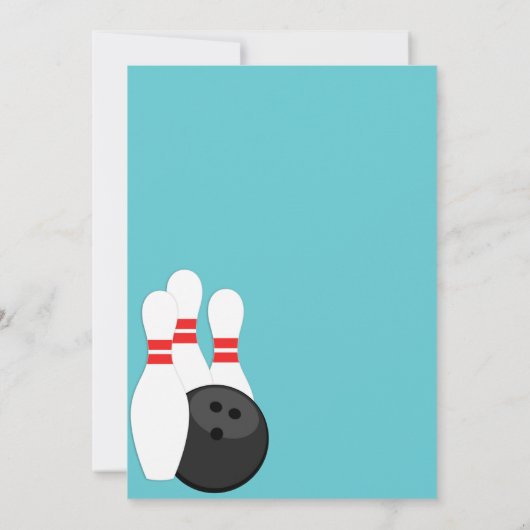 Retro Chevron Bowling Verjaardag Foto uitnodiginge Kaart (Achterkant)