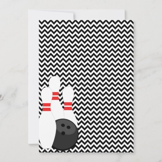 Retro Chevron Bowling Verjaardag Uitnodigingen (Achterkant)