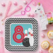 Retro Chevron Bowling Verjaardagspapier Borden Papieren Bordje (Feest)