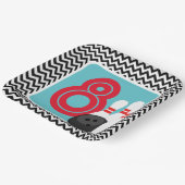 Retro Chevron Bowling Verjaardagspapier Borden Papieren Bordje (Gebogen)