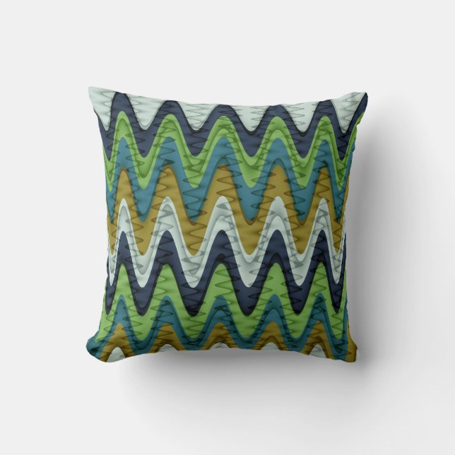 Retro Chevron en Wavy Stripes Pattern 2 Kussen (Voorkant)