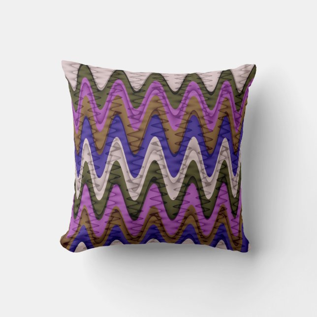 Retro Chevron en Wavy Stripes Pattern 3 Kussen (Voorkant)