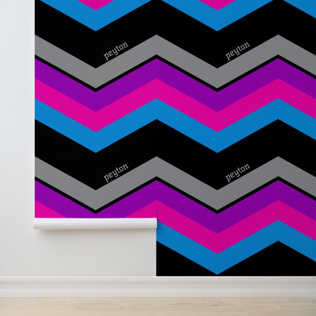 Retro Chevron met 90s Windbreaker Kleuren Behang (Applicatie)
