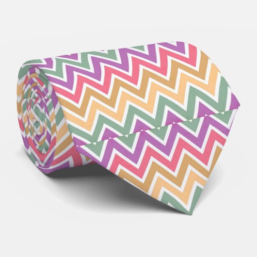 Retro Chevron Pastel Zig Zag Stripe Patroon Stropdas (Opgerold)