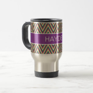 Retro Chevron Patroon Cool Gepersonaliseerd Reisbeker