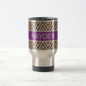 Retro Chevron Patroon Cool Gepersonaliseerd Reisbeker (Center)