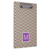 Retro Chevron Patroon Cool Monogram Klembord (Rechts)
