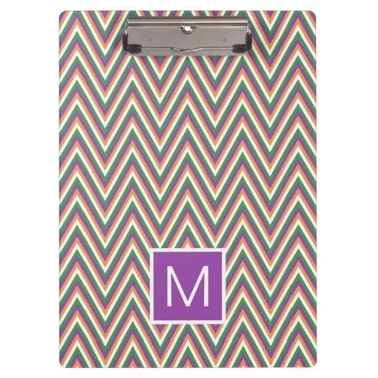 Retro Chevron Patroon Cool Monogram Klembord (Voorkant)