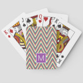 Retro Chevron Patroon Cool Monogram Pokerkaarten (Achterkant)