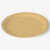 Retro Chevron Patroon Geel Zigzag Papieren Bordje (Gekanteld)