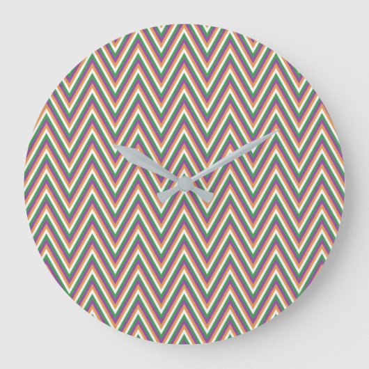 Retro Chevron Patroon Grote Klok (Voorkant)