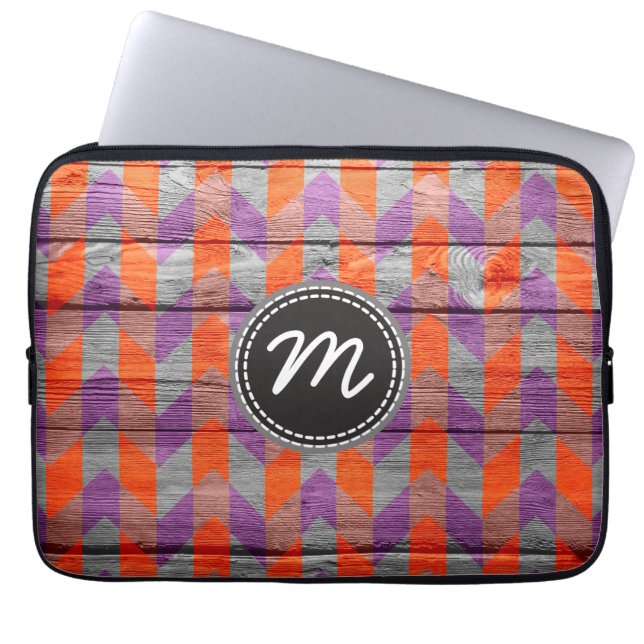 Retro chevron patroon zigzag #17 laptop sleeve (Voorkant)