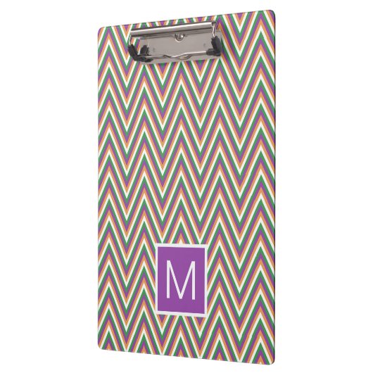 Retro Chevron Pattern Cool Monogram Klembord (Links)