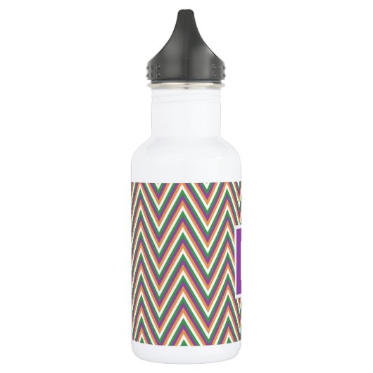 Retro Chevron Pattern Cool Monogram Waterfles (Links)