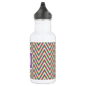 Retro Chevron Pattern Cool Monogram Waterfles (Rechts)