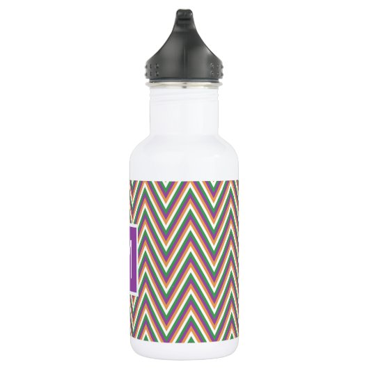 Retro Chevron Pattern Cool Monogram Waterfles (Rechts)