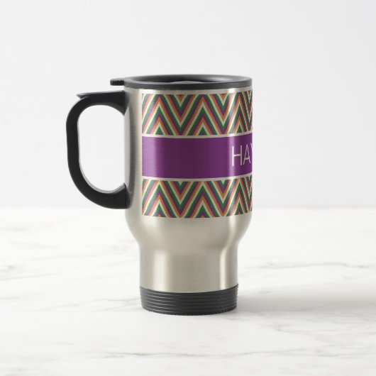 Retro Chevron Pattern Cool Personalised Reisbeker (Links)