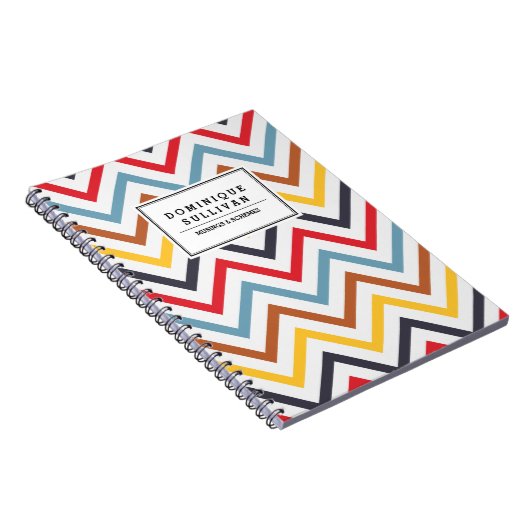 Retro Chevron Pattern Gepersonaliseerd Notitieboek (Rechterzijde)