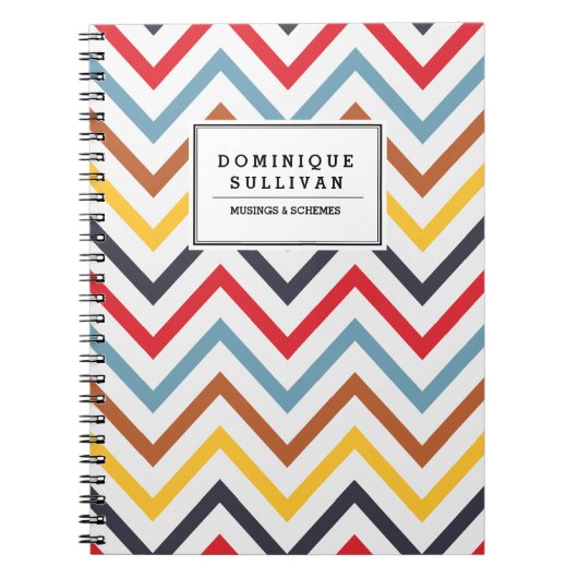 Retro Chevron Pattern Gepersonaliseerd Notitieboek (Voorkant)