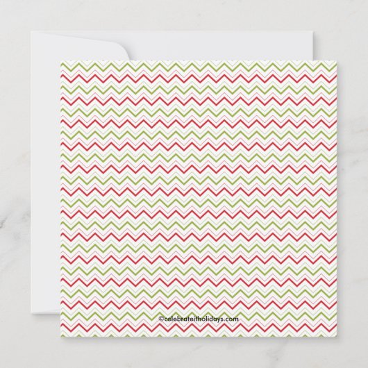 Retro Chevron Red en Green Holiday Party Uitnodigi Kaart (Achterkant)