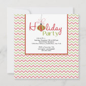 Retro Chevron Red en Green Holiday Party Uitnodigi Kaart (Voorkant)
