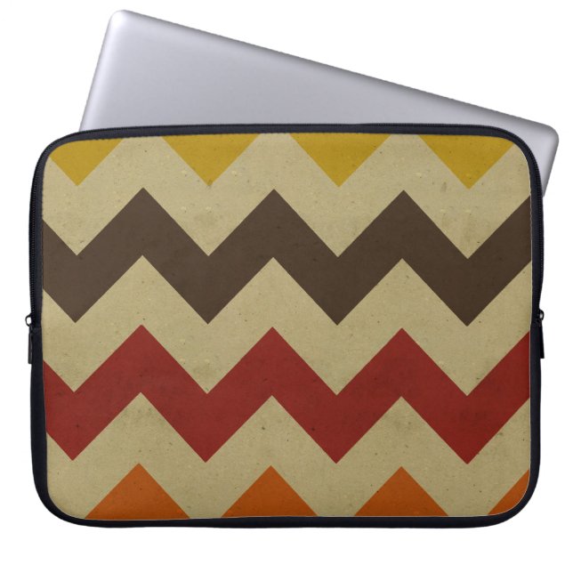 Retro chevron zigzag bijtende buisjes laptop sleeve (Voorkant)