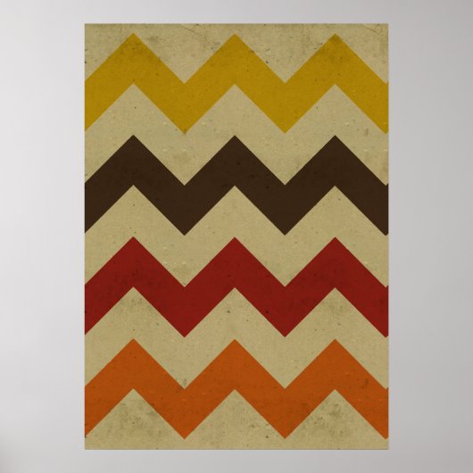 Retro chevron zigzag strepen zzag patroon poster (Voorkant)