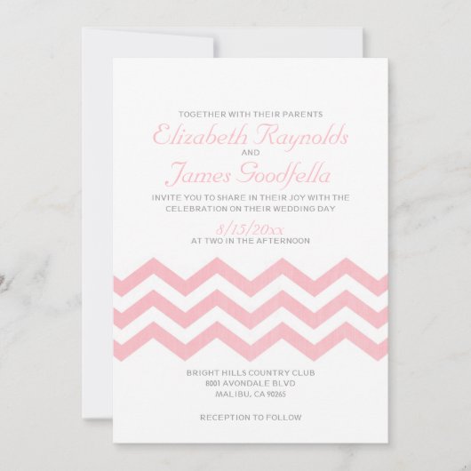 Retro Chevron Zigzag Wedding Invitations Kaart (Voorkant)