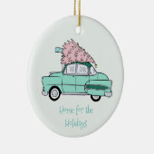 Retro Chevy BelAir kerstversiering Keramisch Ornament (Rechts)